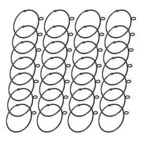 Zaplyte 609044661255 2.5 Inch Curtain Rod Rings Black Openable Hanging W Eyelets 28pcs