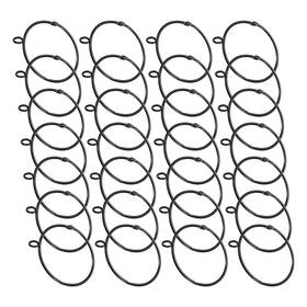 Zaplyte 609044661279 28 Pcs Brass Curtain Rod Rings Hanging 2.5 Inch Inner Diameter Black