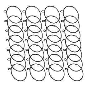 Zaplyte 609044661279 28 Pcs Brass Curtain Rod Rings Hanging 2.5 Inch Inner Diameter Black