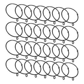 Zaplyte 609044661309 28 Pcs Black 2.5 Inch Id Curtain Rod Rings With Eyelets Hanging
