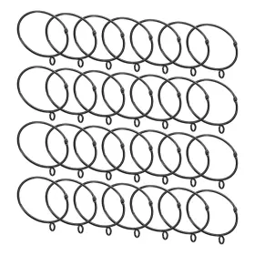 Zaplyte 609044661309 28 Pcs Black 2.5 Inch Id Curtain Rod Rings With Eyelets Hanging