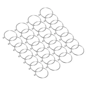 Zaplyte 609044698930 2.5 Inch Curtain Rod Rings Silver Metal Hanging W Eyelets 28 Pcs