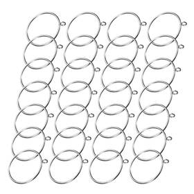 Zaplyte 609044698947 28 Pcs Brass Curtain Rod Rings Hanging 2.5 Inch Inner Diameter Silver