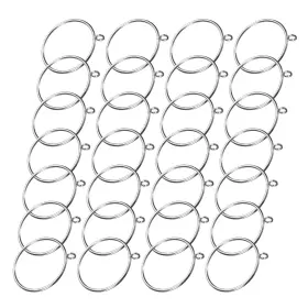 Zaplyte 609044698947 28 Pcs Brass Curtain Rod Rings Hanging 2.5 Inch Inner Diameter Silver