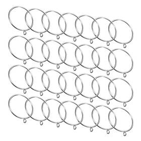 Zaplyte 609044698985 28 Pcs 2.5 Inch Silver Brass Curtain Rod Ring Hanging W Eyelets Drapery