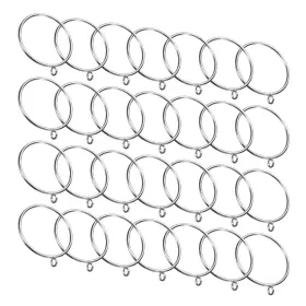 Zaplyte 609044698985 28 Pcs 2.5 Inch Silver Brass Curtain Rod Ring Hanging W Eyelets Drapery