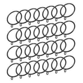 Zaplyte 634149562541 28 Pcs Curtain Rod Rings With Eyelets Metal 1.8-inch Black