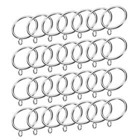 Zaplyte 634149562626 28pcs Curtain Rod Rings With Eyelets 1.5-inch Silver