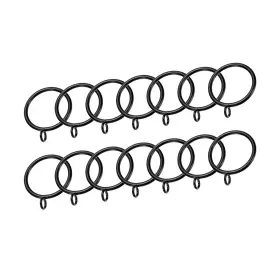 Zaplyte 634149562725 14 Pcs Curtain Rod Rings With Eyelets Metal 1.5-inch Black