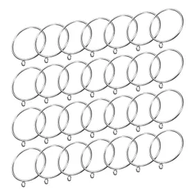 Zaplyte 634149562770 28 Pcs Curtain Rod Rings With Eyelets Metal 2.5-inch Silver
