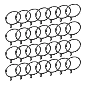 Zaplyte 634149562817 28 Pcs Openable Curtain Rings Metal Eyelet 1.5inch Black