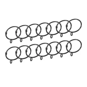 Zaplyte 634149562886 14 Pcs Openable Curtain Rod Rings With Eyelets 1.5 Inch Black