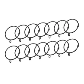 Zaplyte 634149562893 14 Pcs Openable Curtain Rod Rings With Eyelets 2-inch Black