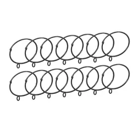 Zaplyte 634149562909 14 Pcs Openable Curtain Rod Rings With Eyelets 2.5-inch Black