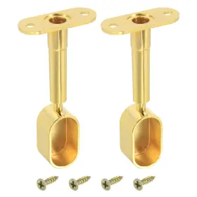 Zaplyte 636939294670 2pcs Oval Closet Shelf Bracket Wardrobe Rod Adjustable Half Though Pipe Gold