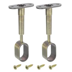 Zaplyte 636939306687 2 Pcs Oval Closet Shelf Bracket Wardrobe Rod Adjustable Full Though Pipe Bronze