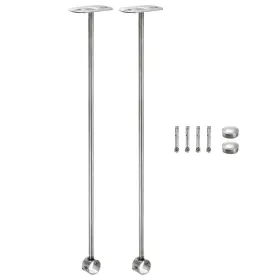 Zaplyte 656417759354 2pcs Ceiling Mount Wardrobe Pipe Bracket 25mm Dia Support Holder 500mm Height