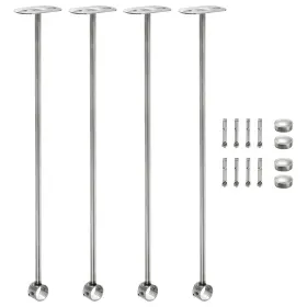 Zaplyte 656417759361 4pcs Ceiling Mount Wardrobe Pipe Bracket 25mm Dia Support Holder 500mm Height