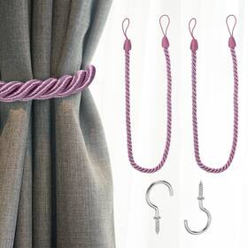 Zaplyte 672668223666 2pcs Curtain Tiebacks 75cm/29.5 Inch Braided Drapery Holdback With Hook Purple