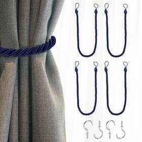 Zaplyte 679209166611 4pack Curtain Tiebacks 74cm/29 Inch Braided Drapery Holdback With Hook Navy Blue