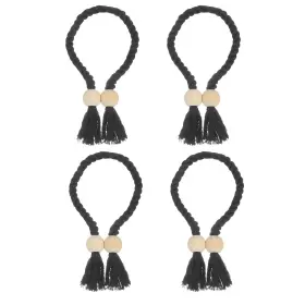 Zaplyte 679209984703 4 Pack Magnetic Curtain Tiebacks 55cm/21.65 Inch Holdbacks Black