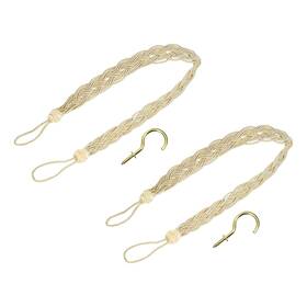 Zaplyte 683867194626 2pcs 58cm/23 Inch Curtain Tieback Braided Drapery Holdback Holder Beige/silver