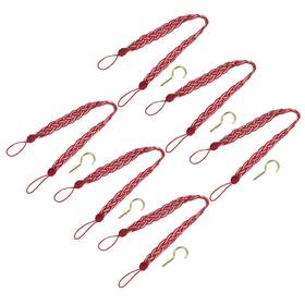 Zaplyte 683867194671 6pcs 58cm/23 Inch Curtain Tieback Braided Drapery Holdback Holder Wine Red/silver