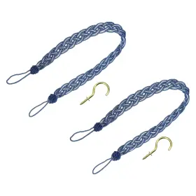 Zaplyte 683867194688 2pcs 58cm/23 Inch Curtain Tieback Braided Drapery Holdback Holder Dark Blue/silver Zaplyte 683867194688 2pcs 58cm/23 Inch Curtain Tieback Braided Drapery Holdback Holder Dark Blue/silver