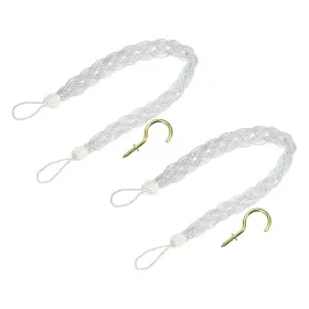 Zaplyte 683867194923 2pcs 58cm/23 Inch Curtain Tieback Braided Drapery Holdback Holder Silver Zaplyte 683867194923 2pcs 58cm/23 Inch Curtain Tieback Braided Drapery Holdback Holder Silver