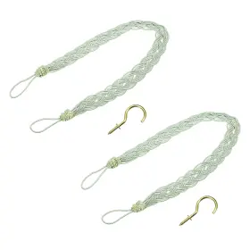 Zaplyte 683867908490 2pcs 58cm/23 Inch Curtain Tiebacks Braided Drapery Holdback Holder Green