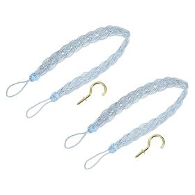 Zaplyte 683867908766 2pcs 58cm/23 Inch Curtain Tiebacks Braided Drapery Holdback Holder Light Blue