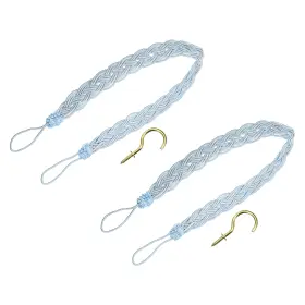 Zaplyte 683867908766 2pcs 58cm/23 Inch Curtain Tiebacks Braided Drapery Holdback Holder Light Blue