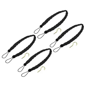 Zaplyte 724117358884 4pcs 23 Inch Curtain Tiebacks Braid Drapery Holdback Holder With Hooks Black