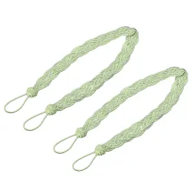 Zaplyte 724117358907 2pcs 58cm/23 Inch Curtain Tiebacks Braided Drapery Holdback Holder Green/silver
