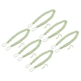 Zaplyte 724117358952 6pcs 23 Inch Curtain Tiebacks Braid Drapery Holdback Holder With Hooks Green/silver