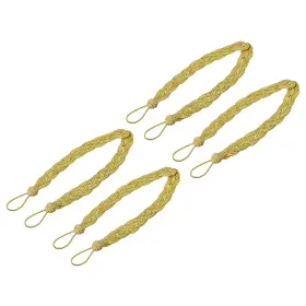 Zaplyte 724117358976 4pcs 58cm/23 Inch Curtain Tiebacks Braided Drapery Holdback Holder Gold/silver
