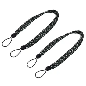 Zaplyte 724117358990 2pcs 58cm/23 Inch Curtain Tiebacks Braided Drapery Holdback Holder Black/silver