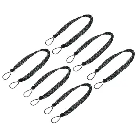 Zaplyte 724117359010 6pcs 58cm/23 Inch Curtain Tiebacks Braided Drapery Holdback Holder Black/silver