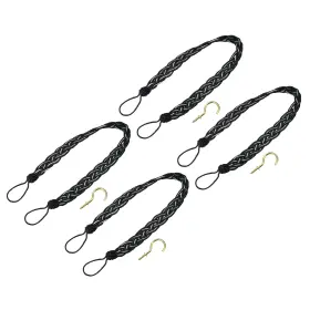 Zaplyte 724117359034 4pcs 23 Inch Curtain Tiebacks Braid Drapery Holdback Holder With Hooks Black/silver