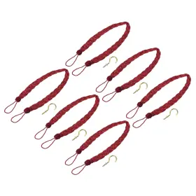 Zaplyte 724117359072 6pcs 23 Inch Curtain Tiebacks Braid Drapery Holdback Holder With Hooks Red