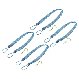Zaplyte 724117359126 4pcs 23 Inch Curtain Tiebacks Braid Drapery Holdback Holder With Hooks Blue/silver