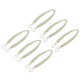 Zaplyte 724117359157 6pcs 58cm/23 Inch Curtain Tiebacks Braided Drapery Holdback Holder Beige/silver