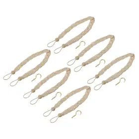 Zaplyte 724117359218 6pcs 23 Inch Curtain Tiebacks Braid Drapery Holdback Holder With Hooks Taupe/silver