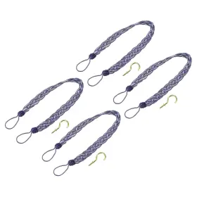 Zaplyte 724117359249 4pcs 23 Inch Curtain Tiebacks Braid Drapery Holdback Holder With Hooks Purple/silver