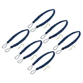 Zaplyte 724117359294 6pcs 23 Inch Curtain Tiebacks Braid Drapery Holdback Holder With Hooks Navy Blue
