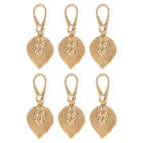 Zaplyte 781954250269 6 Pack Tassel Curtain Tiebacks Bohemian Leaf Holdbacks Brown