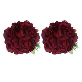 Zaplyte 783243734320 2pcs Flower Curtain Tiebacks Artificial Peony Drapery Holder Clip Rose Red
