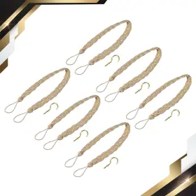 Zaplyte 783243829705 6pack 23 Inch Curtain Tiebacks Braid Drapery Holdback Holder With Hooks Taupe