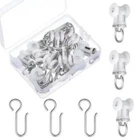 Jax-zonon-1266 Zonon 100 Pcs Curtain Track Roller And Hooks Kit 50 Dual Wheel