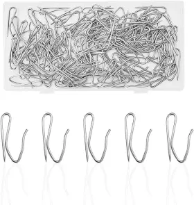 61690 Zteofo 100 Pcs Metal Curtain Hooks - Stainless Steel Drapery Pins Pin-on Silver